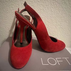 NEW Ann Taylor LOFT oe oe Easton Slingback Pumps, Rustic Red, 8.5